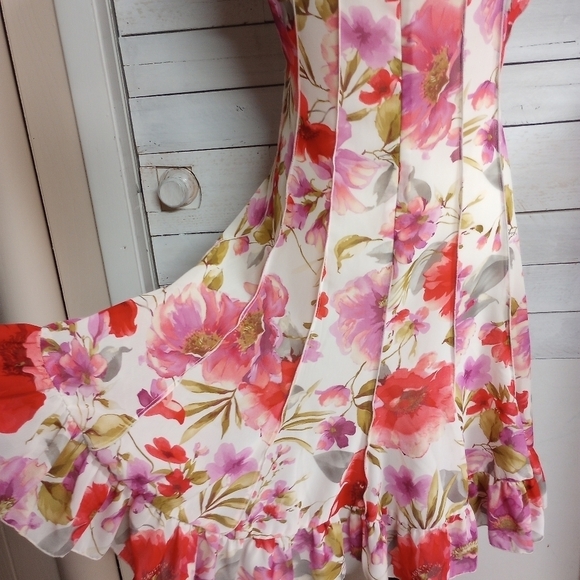 Z Studio Sleeveless, Women's 8P Sheer Slip Lined Floral A Line Spring Dress - Picture 7 of 12